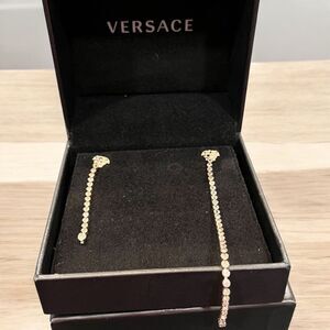 Versace Medusa Asymmetrical Gold Earrings
